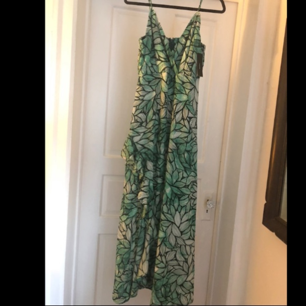 Tropical, ruffle maxi dress